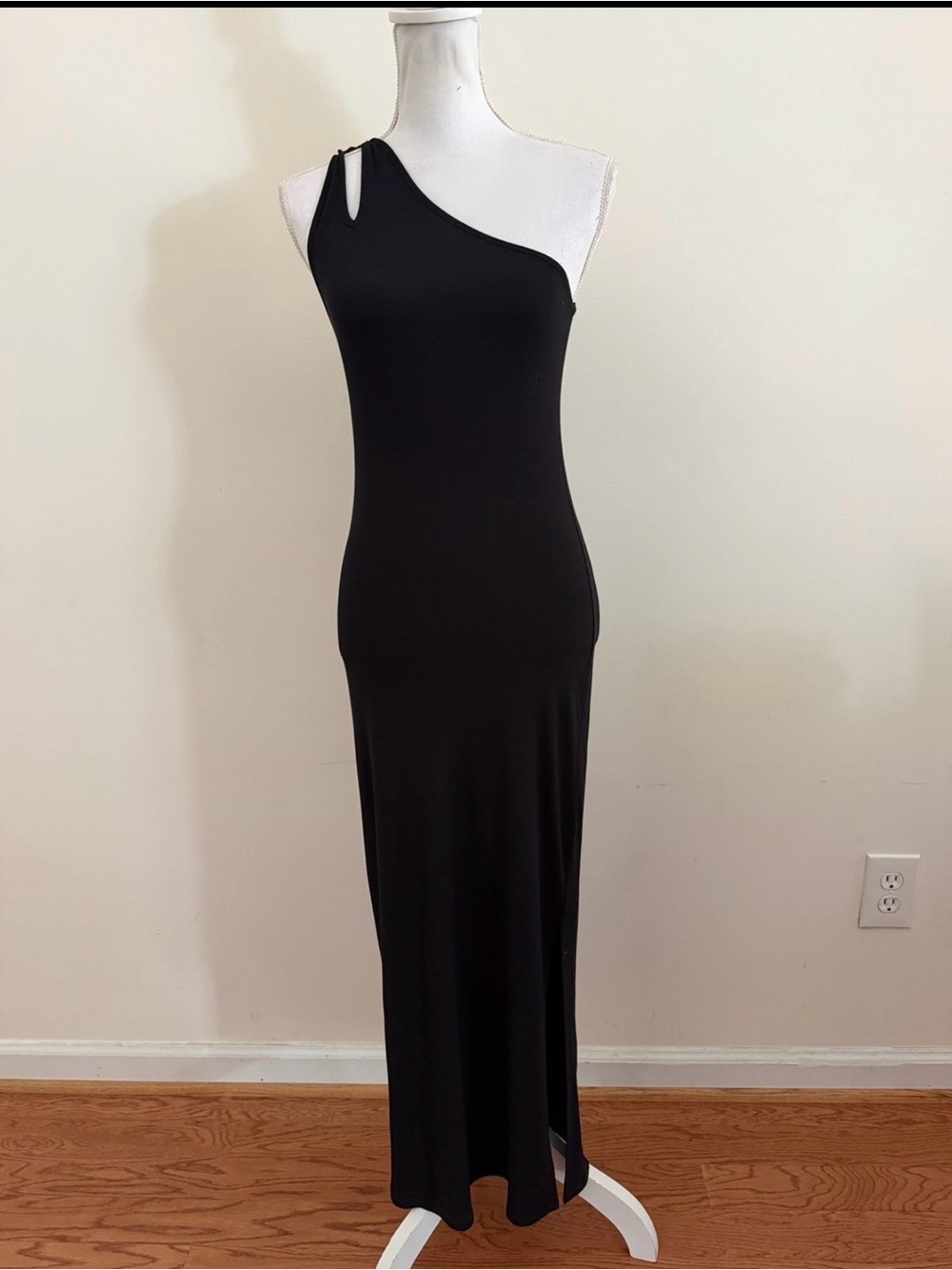 Lovestitch Black Maxi Dress Womens Sz Small Lightweight One Shoulder Pullover